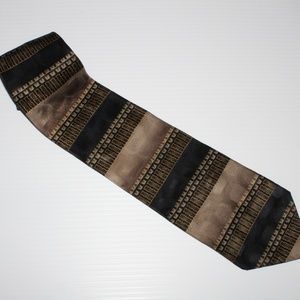 Mens Tie, Mosaic, Silk, Black/Green/ChaarcoalVerti